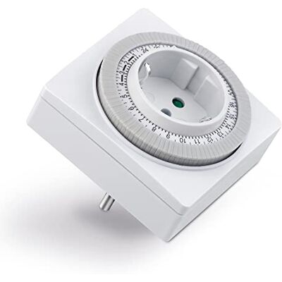 conecto Zeitschaltuhr mechanisch für die Steckdose, 24 Stunden Timer, 96 Schaltsegmente, Schalter für Ein/Auto, IP20, 3500 Watt, weiß conecto Zeitschaltuhr mechanisch für die Steckdose, 24 Stunden Timer, 96 Schaltsegmente, Schalter für Ein/Auto, IP20, 3500 Watt, weiß