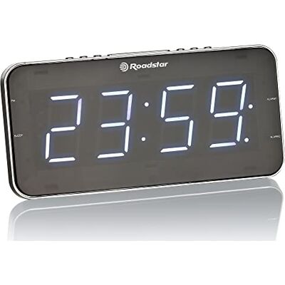 Roadstar CLR-2615 Uhrenradio/Radiowecker im schlanken Design, mit großem LED-Display, Zwei Weckzeiten und Schlaf Timer, 20 Senderspeicher, Radio-Tuner, schwarz Roadstar CLR-2615 Uhrenradio/Radiowecker im schlanken Design, mit großem LED-Display, Zwei Weckzeiten und Schlaf Timer, 20 Senderspeicher, Radio-Tuner, schwarz
