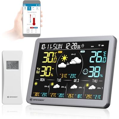 Bresser 4CAST SG WLAN Wetterstation mit Außensensor, Tuya App Netzteil, Innen und Außentemperatur, Luftfeuchtigkeit, Wettervorhersage 5 Tage, Tuya App, UV Index, Raumklima Bresser 4CAST SG WLAN Wetterstation mit Außensensor, Tuya App Netzteil, Innen und Außentemperatur, Luftfeuchtigkeit, Wettervorhersage 5 Tage, Tuya App, UV Index, Raumklima