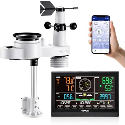 VEVOR 5-in-1-WLAN-Wetterstation, 7,5-Zoll-VA-Display, solarbetriebener Außensensor, Wettercenter zur Wettervorhersage, Windgeschwindigkeit, Windrichtung, Temperatur, Luftfeuchtigkeit, Niederschlag VEVOR 5-in-1-WLAN-Wetterstation, 7,5-Zoll-VA-Display, solarbetriebener Außensensor, Wettercenter zur Wettervorhersage, Windgeschwindigkeit, Windrichtung, Temperatur, Luftfeuchtigkeit, Niederschlag
