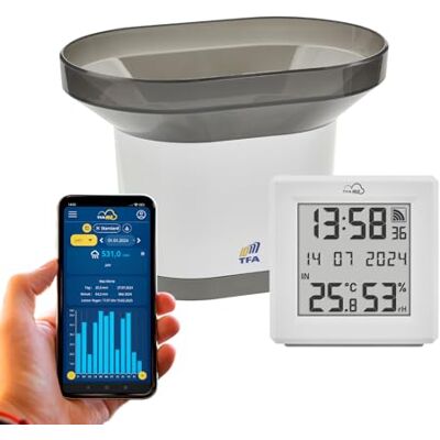 TFA Dostmann TFA.me Starter Set Regenmesser und Gateway, 35.8111, zur Überwachung der Regenmenge online, inklusive Niederschlagsmesser, mit TFA.me Online Portal, für Garten und Zuhause, weiß TFA Dostmann TFA.me Starter Set Regenmesser und Gateway, 35.8111, zur Überwachung der Regenmenge online, inklusive Niederschlagsmesser, mit TFA.me Online Portal, für Garten und Zuhause, weiß
