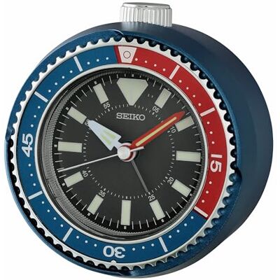 Seiko Mai Moderner Wecker ohne Ticken, 10,2 cm, Metallic-Blau/Rot Seiko Mai Moderner Wecker ohne Ticken, 10,2 cm, Metallic-Blau/Rot