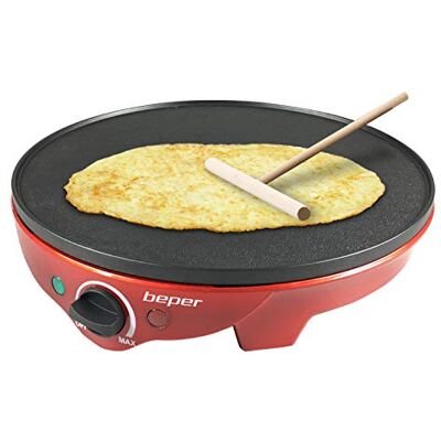BEPER BT.700Y Elektrischer Crêpe-Maker, 1300 W, Plastic, Aluguss, Renominierung Antihaft, Rot/Schwarz BEPER BT.700Y Elektrischer Crêpe-Maker, 1300 W, Plastic, Aluguss, Renominierung Antihaft, Rot/Schwarz