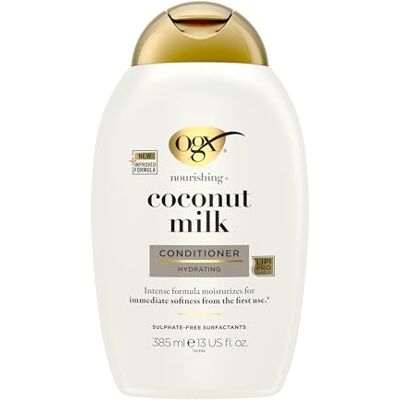 OGX Nourishing Coconut Milk Conditioner (385 ml), feuchtigkeitsspendende Haarspülung mit Kokosmilch, Kokosöl und Protein, intensive Haarpflege Spülung ohne Silikone, Sulfate und Parabene OGX Nourishing Coconut Milk Conditioner (385 ml), feuchtigkeitsspendende Haarspülung mit Kokosmilch, Kokosöl und Protein, intensive Haarpflege Spülung ohne Silikone, Sulfate und Parabene