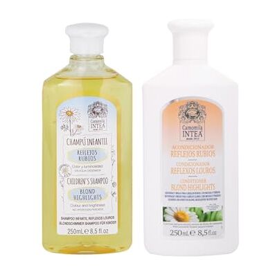 Intea Camomila Blondschimmer Shampoo & Blondschimmer Spülung Set, für blondes Haar, 250 ml Shampoo + 250 ml Spülung, mit Kamillenblütenextrakt für Glanz & Pflege Intea Camomila Blondschimmer Shampoo & Blondschimmer Spülung Set, für blondes Haar, 250 ml Shampoo + 250 ml Spülung, mit Kamillenblütenextrakt für Glanz & Pflege