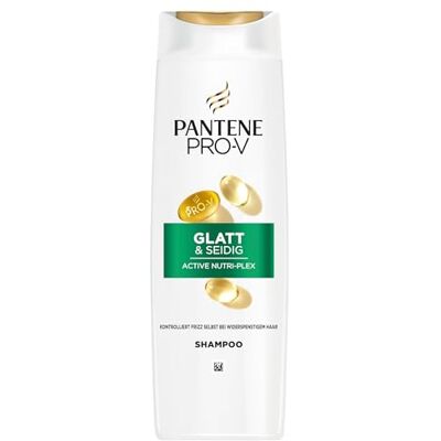Pantene Pro-V Glatt & Seidig Shampoo 6x300ml für Krauses, Stumpfes Haar, Reinigt Sanft, Schützt die Haarbindungen, Ohne Silikone, Mineralöle und Farbstoffe, Active Nutri-Plex-Technologie Pantene Pro-V Glatt & Seidig Shampoo 6x300ml für Krauses, Stumpfes Haar, Reinigt Sanft, Schützt die Haarbindungen, Ohne Silikone, Mineralöle und Farbstoffe, Active Nutri-Plex-Technologie