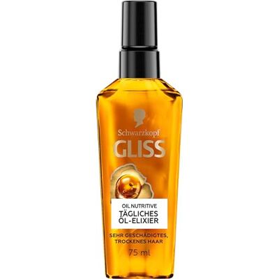 Gliss Haaröl tägliches Öl-Elixier (75 ml), Haaröl für trockenes Haar pflegt & veredelt das Haar ohne zu fetten, mit Arganöl & Vitamin E Gliss Haaröl tägliches Öl-Elixier (75 ml), Haaröl für trockenes Haar pflegt & veredelt das Haar ohne zu fetten, mit Arganöl & Vitamin E