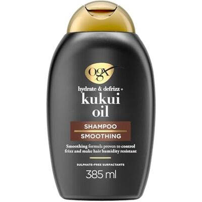OGX Kukui Oil Shampoo hydrate and defrizz, 385 ml feuchtigkeitsspendendes Anti-Frizz, Haarpflege Shampoo mit Kukuinussöl, ohne Sulfate, für krauses Haar OGX Kukui Oil Shampoo hydrate and defrizz, 385 ml feuchtigkeitsspendendes Anti-Frizz, Haarpflege Shampoo mit Kukuinussöl, ohne Sulfate, für krauses Haar