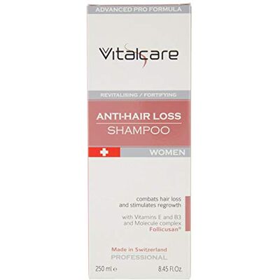 DIAMOND INTERNATIONAL Vitalcare Swiss – Shampoo gegen Haarausfall, für Damen, revitalisierendes und stärkendes Shampoo, gegen Haarausfall, mit Vitaminen E, B3 und Follicusan Molekülkomplex, 250 ml DIAMOND INTERNATIONAL Vitalcare Swiss – Shampoo gegen Haarausfall, für Damen, revitalisierendes und stärkendes Shampoo, gegen Haarausfall, mit Vitaminen E, B3 und Follicusan Molekülkomplex, 250 ml