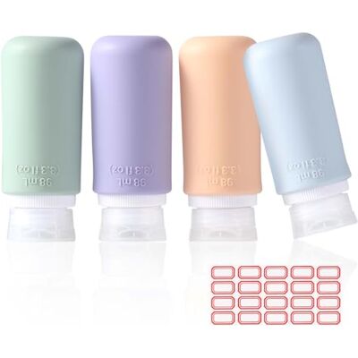 Diboniur 4 Stück Reiseflaschen Zum Befüllen, Silikon Reiseflaschen, Reiseset Flüssigkeiten Set für Shampoo, Creme, Lotion, Reise Gadgets (98 ml) Diboniur 4 Stück Reiseflaschen Zum Befüllen, Silikon Reiseflaschen, Reiseset Flüssigkeiten Set für Shampoo, Creme, Lotion, Reise Gadgets (98 ml)