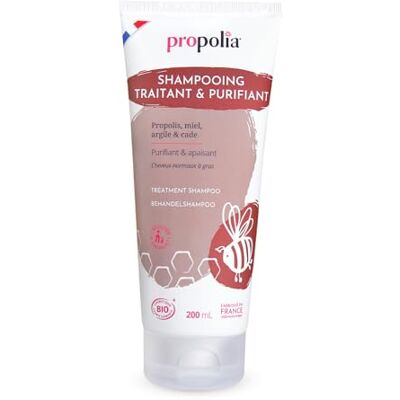 Propolia Bio – Pflegendes Shampoo – Propolis/Honig/Ton/Cade – reinigt und beruhigt – geeignet für gereizte Kopfhaut und fettiges Haar – 200 ml Propolia Bio – Pflegendes Shampoo – Propolis/Honig/Ton/Cade – reinigt und beruhigt – geeignet für gereizte Kopfhaut und fettiges Haar – 200 ml