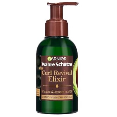 Garnier Wahre Schätze Curl Revival Elixir Intensiv Nährendes Haaröl mit Avocado-Öl und Shea-Butter, Mit Anti-Frizz-Effekt, Für sehr trockenes, lockiges und dickes Haar, 120 ml Garnier Wahre Schätze Curl Revival Elixir Intensiv Nährendes Haaröl mit Avocado-Öl und Shea-Butter, Mit Anti-Frizz-Effekt, Für sehr trockenes, lockiges und dickes Haar, 120 ml