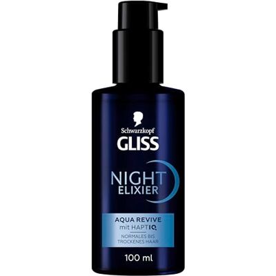 Gliss Night Elixier Aqua Revive (100 ml), Haarserum versorgt normales bis trockenes Haar im Schlaf mit Feuchtigkeit, Haarpflege repariert das Haar langanhaltend Gliss Night Elixier Aqua Revive (100 ml), Haarserum versorgt normales bis trockenes Haar im Schlaf mit Feuchtigkeit, Haarpflege repariert das Haar langanhaltend