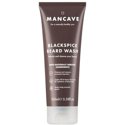 ManCave Blackspice Bartshampoo 100ml Bartpflege Männer mit Teebaumöl Bartseife Bartwäsche für Gepflegten Bart Vegan, Natürlich, Tierversuchsfrei Beard Wash ManCave Blackspice Bartshampoo 100ml Bartpflege Männer mit Teebaumöl Bartseife Bartwäsche für Gepflegten Bart Vegan, Natürlich, Tierversuchsfrei Beard Wash