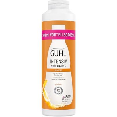 Guhl Intensiv Kräftigung Shampoo Inhalt: 500 ml Vorteilsgröße Mit stärkendem Bier Sichtbar volleres, griffigeres Haar Guhl Intensiv Kräftigung Shampoo Inhalt: 500 ml Vorteilsgröße Mit stärkendem Bier Sichtbar volleres, griffigeres Haar