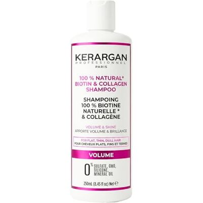 KERARGAN – Volumen-Shampoo mit Biotin & Kollagen – Für feines, plattes, glanzloses Haar – Stärkend, glanzverleihend, feuchtigkeitsspendend – Ohne Sulfate, GVO, Silikone, Mineralöle – 250ml KERARGAN – Volumen-Shampoo mit Biotin & Kollagen – Für feines, plattes, glanzloses Haar – Stärkend, glanzverleihend, feuchtigkeitsspendend – Ohne Sulfate, GVO, Silikone, Mineralöle – 250ml