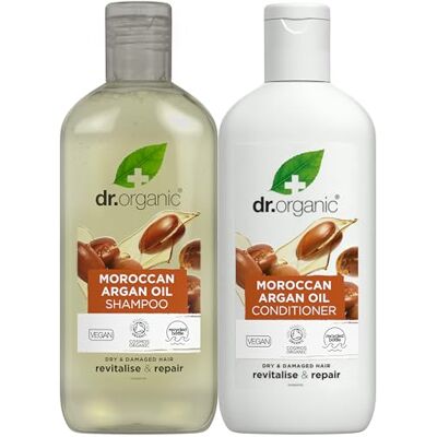 Dr.Organic Dr Organic Moroccan Argan Oil Shampoo & Conditioner Set with Travel Bag Women's & Men's Skincare Revitalise, Moisturise & Nourish Vegan, Cruelty, Paraben & SLS Free 265ml & 265ml Bundle Dr.Organic Dr Organic Moroccan Argan Oil Shampoo & Conditioner Set with Travel Bag Women's & Men's Skincare Revitalise, Moisturise & Nourish Vegan, Cruelty, Paraben & SLS Free 265ml & 265ml Bundle