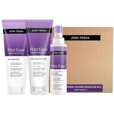John Frieda Frizz Ease Wunder-Reparatur Vorteilsset Inhalt: Shampoo, 250ml, Conditioner, 250ml, Pflege-Spray, 200ml Für widerspenstiges, frizzy Haar John Frieda Frizz Ease Wunder-Reparatur Vorteilsset Inhalt: Shampoo, 250ml, Conditioner, 250ml, Pflege-Spray, 200ml Für widerspenstiges, frizzy Haar