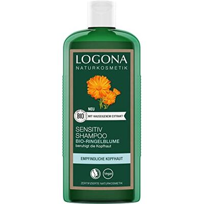 LOGONA Naturkosmetik Sensitiv Shampoo für natürlich gesundes Haar, Geeignet für empfindliche, sensible Kopfhaut, Mildes Haarshampoo mit veganer Formel aus Bio Ringelblume, 1 x 250 ml LOGONA Naturkosmetik Sensitiv Shampoo für natürlich gesundes Haar, Geeignet für empfindliche, sensible Kopfhaut, Mildes Haarshampoo mit veganer Formel aus Bio Ringelblume, 1 x 250 ml