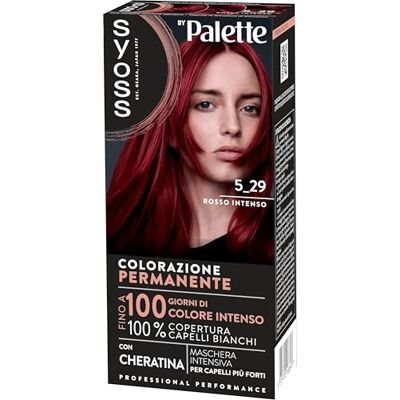 Syoss by Palette Permanente Coloration 5-29 Intensives Rot, Permanente Haarfarbe mit Keratin, Rothaarfarbe für 100% Grauabdeckung und bis zu 100 Tage intensive Farbe Syoss by Palette Permanente Coloration 5-29 Intensives Rot, Permanente Haarfarbe mit Keratin, Rothaarfarbe für 100% Grauabdeckung und bis zu 100 Tage intensive Farbe