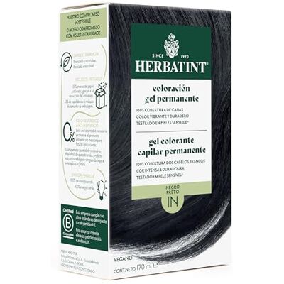 Herbatint Permanente Haarfarbe 1N Schwarz – 170 ml, ohne Ammoniak, 100% Grauabdeckung, für empfindliche Haut, mit 8 natürlichen Bio-Extrakten Herbatint Permanente Haarfarbe 1N Schwarz – 170 ml, ohne Ammoniak, 100% Grauabdeckung, für empfindliche Haut, mit 8 natürlichen Bio-Extrakten