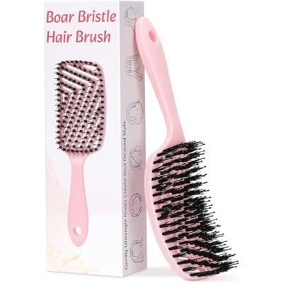 Euqvunn Haarbürste, Wildschweinborsten Haarbürste für Sanfte Entwirrung, Mehr Glanz, Ölausgleich und Kopfhautmassage, Ideal für Dickes & Langes Haar Euqvunn Haarbürste, Wildschweinborsten Haarbürste für Sanfte Entwirrung, Mehr Glanz, Ölausgleich und Kopfhautmassage, Ideal für Dickes & Langes Haar