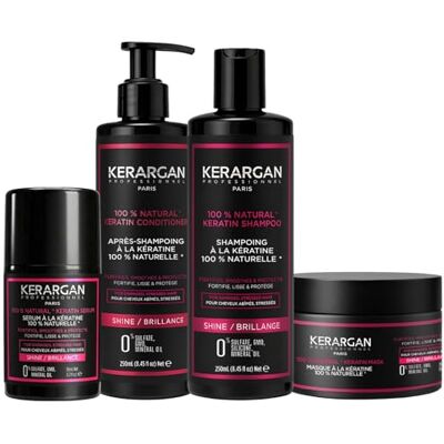 KERARGAN – Ultra-Reparierendes Pflege-Set: Keratin-Shampoo, Conditioner, Maske & Serum für strapaziertes und gestresstes Haar – Ohne Sulfate, GVO, Silikone – 3×250 ml + 1×50 ml KERARGAN – Ultra-Reparierendes Pflege-Set: Keratin-Shampoo, Conditioner, Maske & Serum für strapaziertes und gestresstes Haar – Ohne Sulfate, GVO, Silikone – 3×250 ml + 1×50 ml