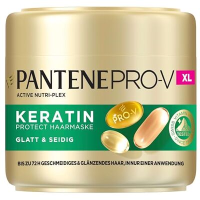 Pantene Pro-V Glatt & Seidig Keratin Protect Haarmaske 500ml für Krauses, Trockenes Haar, Bis zu 72 Stunden Glattes, Glänzendes Haar in Nur 1 Anwendung, Mit Pro-V Formel und Active Nutri-Plex Pantene Pro-V Glatt & Seidig Keratin Protect Haarmaske 500ml für Krauses, Trockenes Haar, Bis zu 72 Stunden Glattes, Glänzendes Haar in Nur 1 Anwendung, Mit Pro-V Formel und Active Nutri-Plex