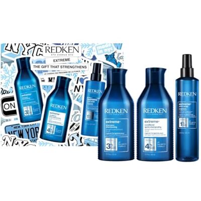 Redken Extreme Weihnachtsset, Geschenkset mit Extreme Shampoo, Conditioner & Anti-Snap für strapaziertes Haar, Zur Stärkung der Haare und Milderung von Haarbruch, Spliss und weiteren Haarschäden Redken Extreme Weihnachtsset, Geschenkset mit Extreme Shampoo, Conditioner & Anti-Snap für strapaziertes Haar, Zur Stärkung der Haare und Milderung von Haarbruch, Spliss und weiteren Haarschäden