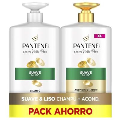 Pantene Pro-V Sanftes und glattes Shampoo 1000 ml und Conditioner, 800 ml, mit Spender, krauses und ausschaltendes Haar Pantene Pro-V Sanftes und glattes Shampoo 1000 ml und Conditioner, 800 ml, mit Spender, krauses und ausschaltendes Haar
