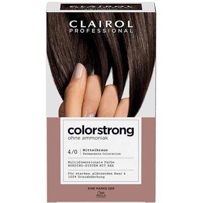 Clairol PROFESSIONAL colorstrong dauerhafte, multidimensionale Haarfarbe ohne Ammoniak mit stärkendem AHA-Bonding-System 4/0 Mittelbraun Clairol PROFESSIONAL colorstrong dauerhafte, multidimensionale Haarfarbe ohne Ammoniak mit stärkendem AHA-Bonding-System 4/0 Mittelbraun