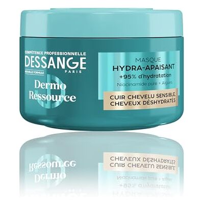Dessange Feuchtigkeitsspendende Haarmaske Dermo Ressource – Formel angereichert mit Algen & reinem Niacinamid – Beruhigt & spendet Feuchtigkeit – empfindliches Kopfleder & trockenes Haar – 280 ml Dessange Feuchtigkeitsspendende Haarmaske Dermo Ressource – Formel angereichert mit Algen & reinem Niacinamid – Beruhigt & spendet Feuchtigkeit – empfindliches Kopfleder & trockenes Haar – 280 ml