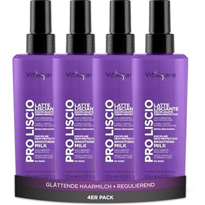 Vitalcare PRO Smooth – Glättungsmilch, Schutz vor Hitze durch Trockner und Glätteisen, Anti-Frizz-Wirkung, mit Keratin und Avocadoöl, 4 Sprays à 125 ml Vitalcare PRO Smooth – Glättungsmilch, Schutz vor Hitze durch Trockner und Glätteisen, Anti-Frizz-Wirkung, mit Keratin und Avocadoöl, 4 Sprays à 125 ml