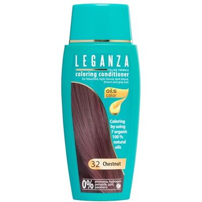 Leganza Haartönung Conditioner 32 Kastanie Glänzende semi-permanente Broun Haarfarbe Natürliche Spülung und Intensivtönung für Haare Braun Creme Kur Pflegende Tönung mit Ölen 150 ml Leganza Haartönung Conditioner 32 Kastanie Glänzende semi-permanente Broun Haarfarbe Natürliche Spülung und Intensivtönung für Haare Braun Creme Kur Pflegende Tönung mit Ölen 150 ml