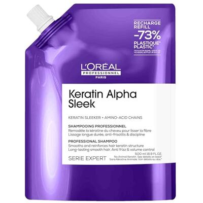 L'Oréal Professionnel Paris L'Oréal Professionnel Keratin Alpha Sleek Shampoo für langanhaltende Geschmeidigkeit, Frizz- und Volumen-Kontrolle, mehr Feuchtigkeit und Glanz, Refill, 500ml L'Oréal Professionnel Paris L'Oréal Professionnel Keratin Alpha Sleek Shampoo für langanhaltende Geschmeidigkeit, Frizz- und Volumen-Kontrolle, mehr Feuchtigkeit und Glanz, Refill, 500ml
