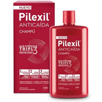 PILEXIL Triple Protection Shampoo gegen Haarausfall, 450 ml, stoppt Haarausfall, stärkt und glättet die Haarfaser, spendet Feuchtigkeit und schützt die Kopfhaut, für Männer und Frauen PILEXIL Triple Protection Shampoo gegen Haarausfall, 450 ml, stoppt Haarausfall, stärkt und glättet die Haarfaser, spendet Feuchtigkeit und schützt die Kopfhaut, für Männer und Frauen