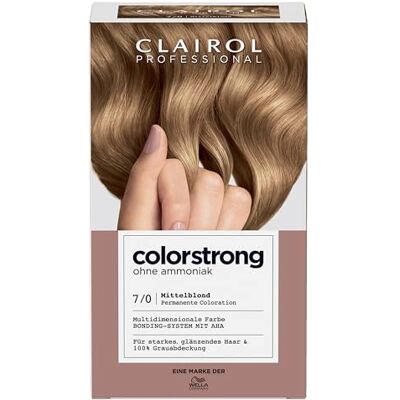 Clairol PROFESSIONAL colorstrong dauerhafte, multidimensionale Haarfarbe ohne Ammoniak mit stärkendem AHA-Bonding-System 7/0 Mittelblond Clairol PROFESSIONAL colorstrong dauerhafte, multidimensionale Haarfarbe ohne Ammoniak mit stärkendem AHA-Bonding-System 7/0 Mittelblond