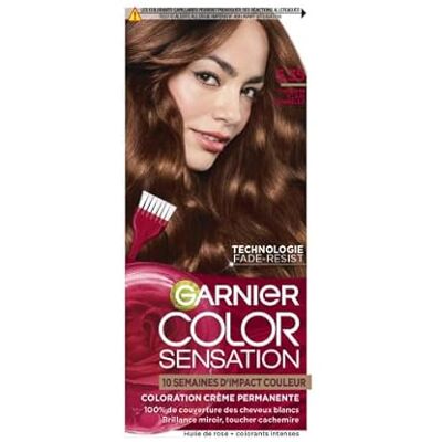 Garnier Color Sensation Coloration – Hellbraun Zimt 5,35 – permanente Creme-Färbung – für alle Haartypen – Farbe bis zu 10 Wochen & deckt weißes Haar 100% ab Garnier Color Sensation Coloration – Hellbraun Zimt 5,35 – permanente Creme-Färbung – für alle Haartypen – Farbe bis zu 10 Wochen & deckt weißes Haar 100% ab