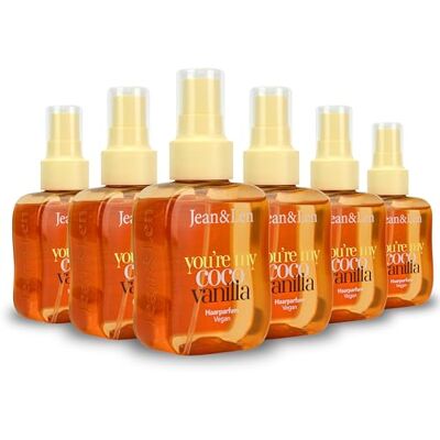 Jean & Len Haarparfum you’re my coco vanilla Set, vegan, 6 x 100 ml duftet nach Kokos & süßer Vanille, pflegende Formel, für alle Haartypen geeignet, beschwert das Haar nicht, Hair Perfume Jean & Len Haarparfum you’re my coco vanilla Set, vegan, 6 x 100 ml duftet nach Kokos & süßer Vanille, pflegende Formel, für alle Haartypen geeignet, beschwert das Haar nicht, Hair Perfume