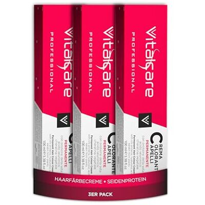 Vitalcare Professionell – Permanente Färbung, Creme-Färbung, Haartönung mit Seidenproteinen und Keratin, Nr. 5/00, Hellbraun, 3 x 100 ml Vitalcare Professionell – Permanente Färbung, Creme-Färbung, Haartönung mit Seidenproteinen und Keratin, Nr. 5/00, Hellbraun, 3 x 100 ml