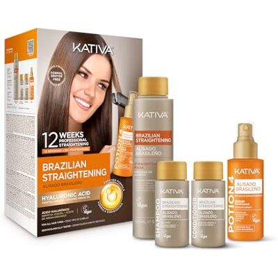 KATIVA Brasilianisches Keratin Haarglättungs-Set mit Hyaluronsäure & Potion 4 Hitzeschutzserum – Formolfreie Glättung für zu Hause – Bis zu 12 Wochen Frizz-Kontrolle für alle Haartypen KATIVA Brasilianisches Keratin Haarglättungs-Set mit Hyaluronsäure & Potion 4 Hitzeschutzserum – Formolfreie Glättung für zu Hause – Bis zu 12 Wochen Frizz-Kontrolle für alle Haartypen
