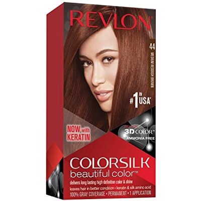 Revlon Permanente Haarfarbe, Permanentes Haarfärbemittel, Colorsilk mit 100 % Grauabdeckung, Ammoniakfrei, Keratin und Aminosäuren, 44 Mittleres Rotbraun Revlon Permanente Haarfarbe, Permanentes Haarfärbemittel, Colorsilk mit 100 % Grauabdeckung, Ammoniakfrei, Keratin und Aminosäuren, 44 Mittleres Rotbraun