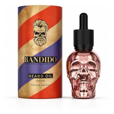 Bandido Bartöl Herren Rose 40ml – Beard Oil mit Arganöl, Jojobaöl & Vitamin E – Bartpflege Öl für weichen Bart, Glanz & intensive Pflege – Beard Oil for Men mit Duft Bandido Bartöl Herren Rose 40ml – Beard Oil mit Arganöl, Jojobaöl & Vitamin E – Bartpflege Öl für weichen Bart, Glanz & intensive Pflege – Beard Oil for Men mit Duft