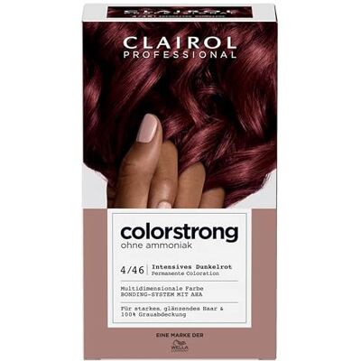 Clairol PROFESSIONAL colorstrong dauerhafte, multidimensionale Haarfarbe ohne Ammoniak mit stärkendem AHA-Bonding-System 4/46 Intensives Dunkelrot Clairol PROFESSIONAL colorstrong dauerhafte, multidimensionale Haarfarbe ohne Ammoniak mit stärkendem AHA-Bonding-System 4/46 Intensives Dunkelrot