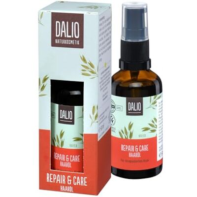 Dalio Repair & Care Haaröl – glättet die geschädigte Haarstruktur, schützt vor Spliss und Haarbruch, mit Bio Grünem Hafer, Bio Argan-, Krambe- und Kokosöl, zertifizierte vegane Naturkosmetik, 50 ml Dalio Repair & Care Haaröl – glättet die geschädigte Haarstruktur, schützt vor Spliss und Haarbruch, mit Bio Grünem Hafer, Bio Argan-, Krambe- und Kokosöl, zertifizierte vegane Naturkosmetik, 50 ml