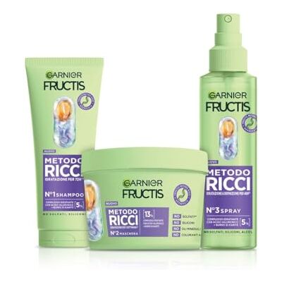 Garnier Fructis Feuchtigkeitsspendendes Set mit Shampoo, Maske und Spray, für alle Arten von Locken, definierte Locken, feuchtigkeitsspendend und weich, mit Hyaluronsäure und Sheabutter, lockige Garnier Fructis Feuchtigkeitsspendendes Set mit Shampoo, Maske und Spray, für alle Arten von Locken, definierte Locken, feuchtigkeitsspendend und weich, mit Hyaluronsäure und Sheabutter, lockige