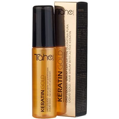 Tahe Keratin Gold Haarserum mit flüssigem Gold und Keratin, aus Arganöl, Leinsamenöl und Vitamin A, D und E (30 ml) Tahe Keratin Gold Haarserum mit flüssigem Gold und Keratin, aus Arganöl, Leinsamenöl und Vitamin A, D und E (30 ml)