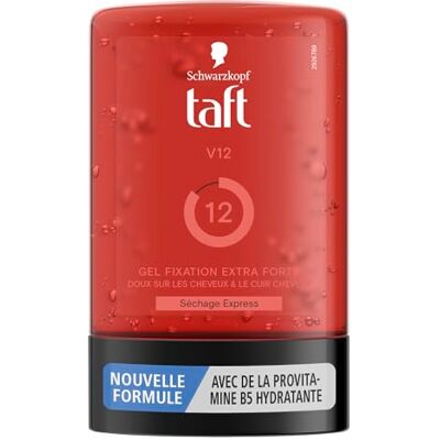 TAFT Schwarzkopf Frisiergel, V12-Gel, Express-Trockner, extra starker Halt, sanft auf Haar und Kopfleder, ohne klebrigen Effekt, Formel Provitamin B5, 300 ml TAFT Schwarzkopf Frisiergel, V12-Gel, Express-Trockner, extra starker Halt, sanft auf Haar und Kopfleder, ohne klebrigen Effekt, Formel Provitamin B5, 300 ml