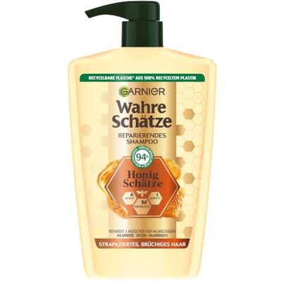 Garnier Wahre Schätze Reparierendes Shampoo Honig Schätze; XXL Format 1L, kräftigt und nährt strapaziertes und brüchiges Haar, 1000 ml Garnier Wahre Schätze Reparierendes Shampoo Honig Schätze; XXL Format 1L, kräftigt und nährt strapaziertes und brüchiges Haar, 1000 ml