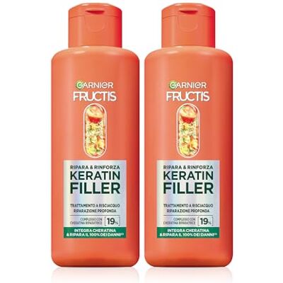 Garnier Fructis Haarreparatur- und Stärkungsbehandlung, für beschädigtes Haar, Tiefenreparatur, stärkeres Haar, mit Marulaöl und Keratin-Reparatur, Keratin-Füller, 2 Stück Garnier Fructis Haarreparatur- und Stärkungsbehandlung, für beschädigtes Haar, Tiefenreparatur, stärkeres Haar, mit Marulaöl und Keratin-Reparatur, Keratin-Füller, 2 Stück